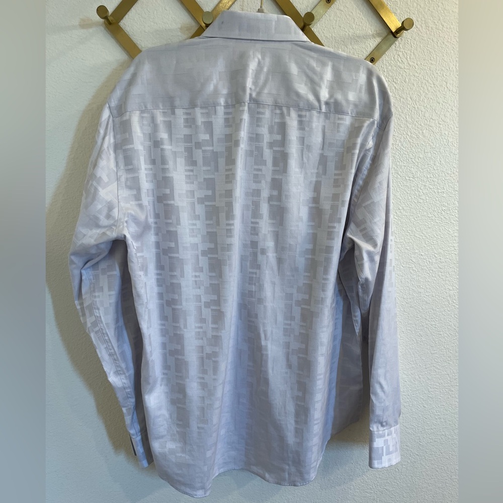 Bugatchi Uomo Shaped Fit Geometric Pattern Silver… - image 7